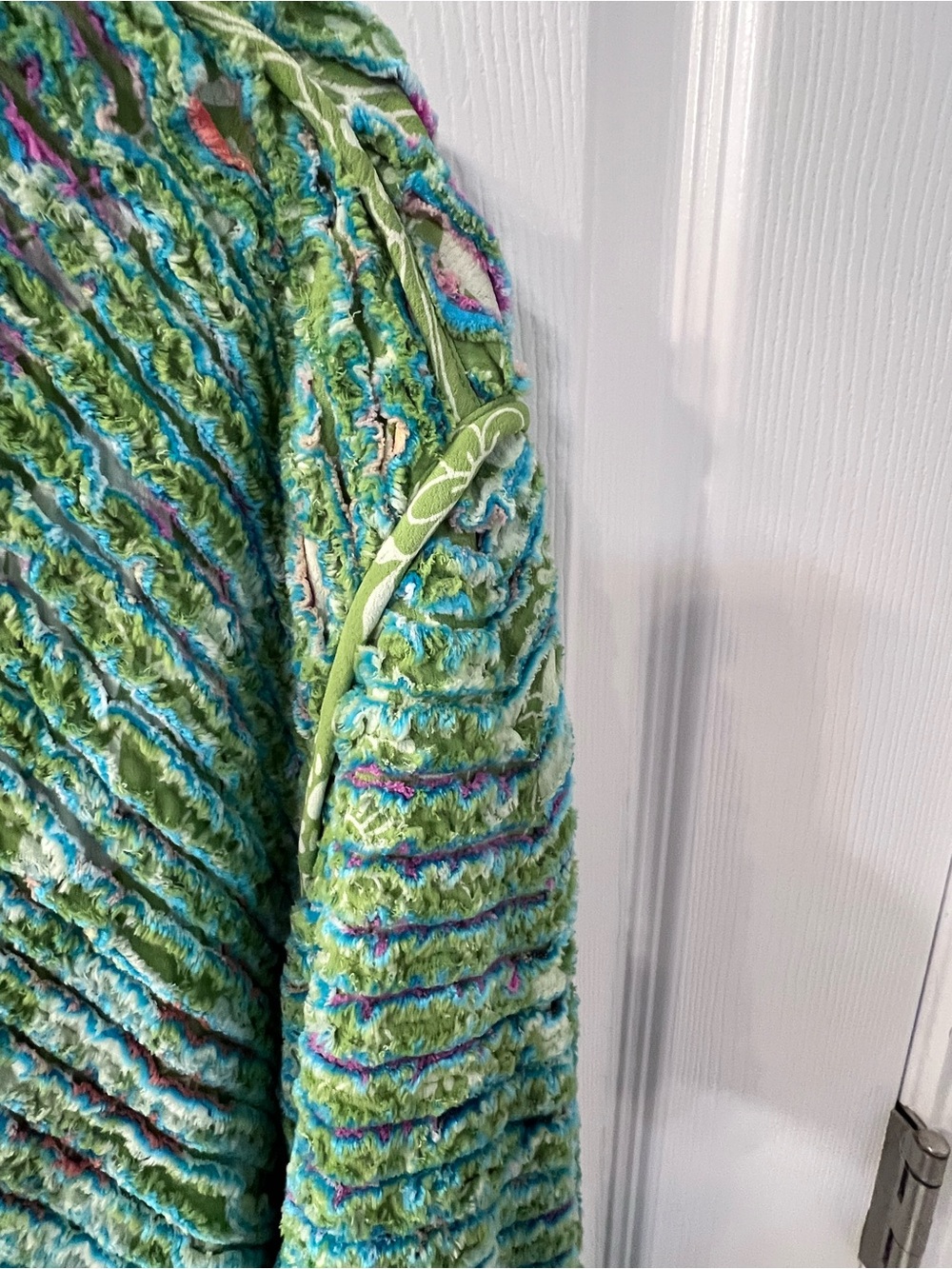 Green Multitone Textured Button-Up Cardigan - Picture 3 of 6